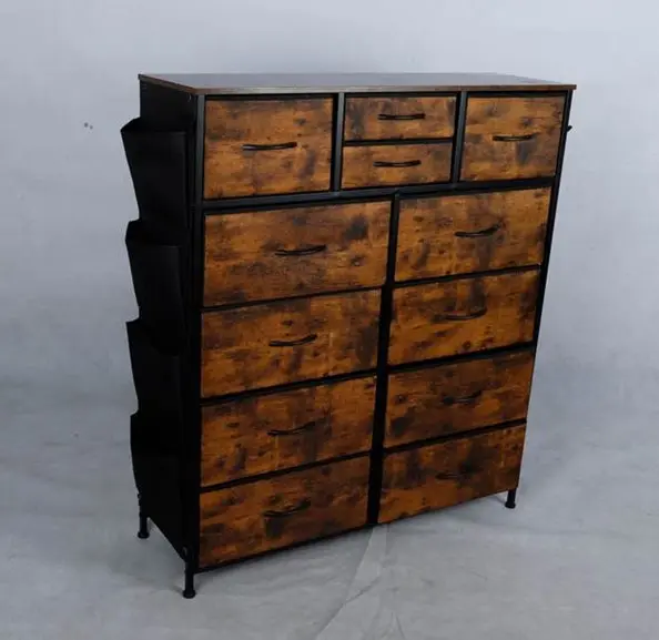 Recalled YaFiti 12-Drawer Rustic Brown Dresser (side view)