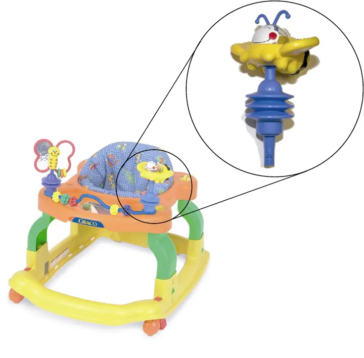 Recalled Bumble Bee toy with blue antennae, sold with Graco Tot Wheels Mobile Entertainer