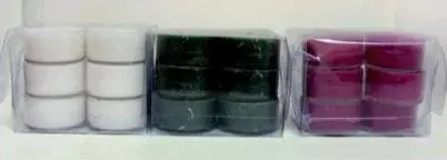 Back of candles in packaging