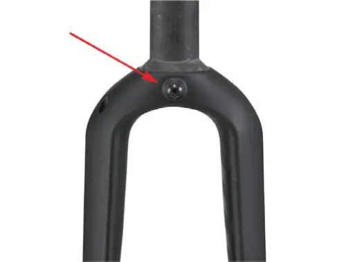 The location of the crown hole inside the bicycle fork (located above the front wheel)
