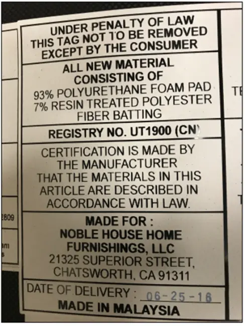 Example of Chair Label