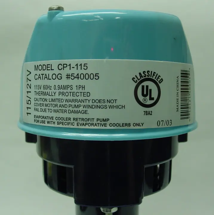 Label on Recalled Evaporative Cooler Pump