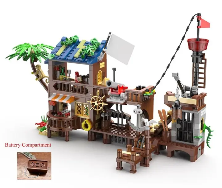 Recalled Cubimana Pirate Ship Building Set and battery compartment