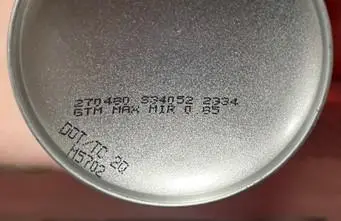 Photo of Date Code on Bottom of Cano (Lowe's Version Pictured)