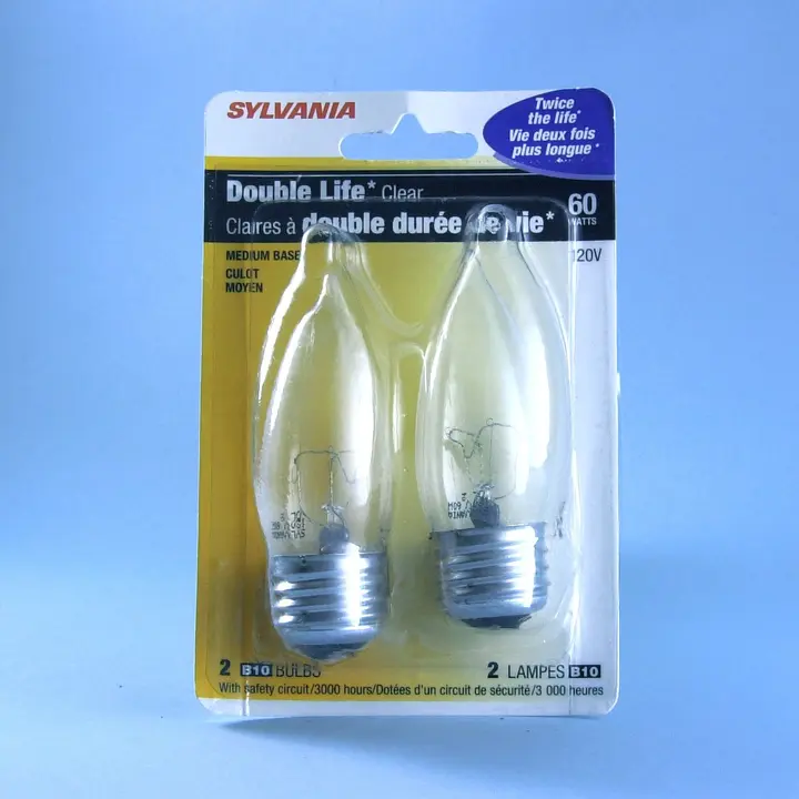 Recalled Sylvania "Double Life" 60-watt B10 light bulbs