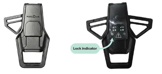 Recalled E-bike Old Buckle (left) and E-bike Replacement Buckle (right)