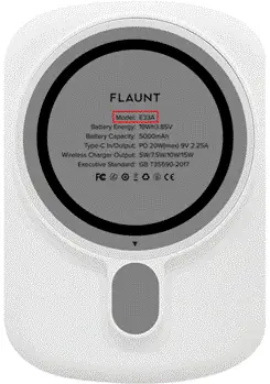 Label with model number (back of charger)