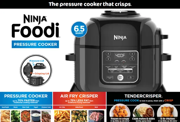 Recalled SharkNinja Foodi OP300 Series Multi-Function Pressure Cooker - Front of Packaging