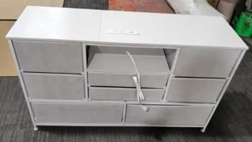 Recalled Furnulem Fabric 8-Drawer Dresser in white (back)