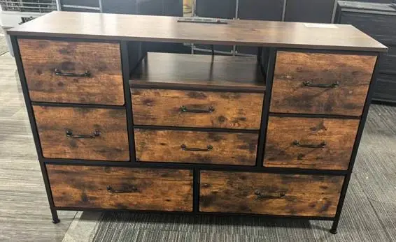 Recalled Furnulem Fabric 8-Drawer Dresser in brown (front)