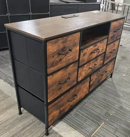 Recalled Furnulem Fabric 8-Drawer Dresser in brown (side)