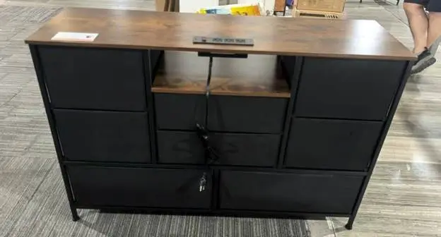 Recalled Furnulem Fabric 8-Drawer Dresser in brown (back)