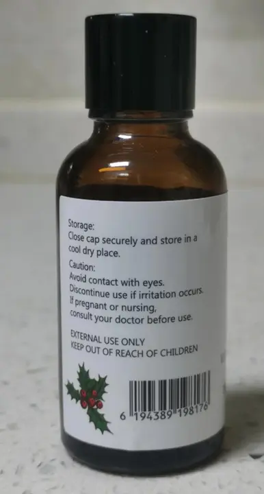 Recalled GM Gumili Wintergreen Essential Oil-Bottle Label with UPC Code