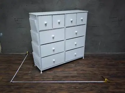 Recalled White Gunaito 10-Drawer Dresser (side)