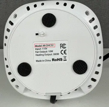 Label with model number