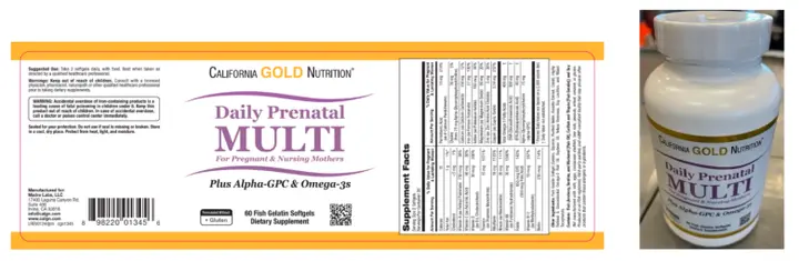 Label for Recalled Daily Prenatal Multi