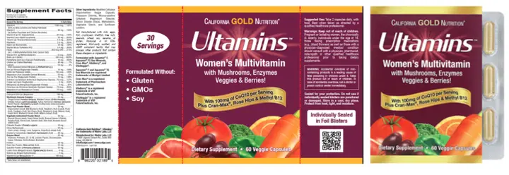 Label for recalled Ultamins Women's Multivitamin package