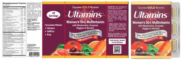 Label for recalled Ultamins Women's 50+ Multivitamin package