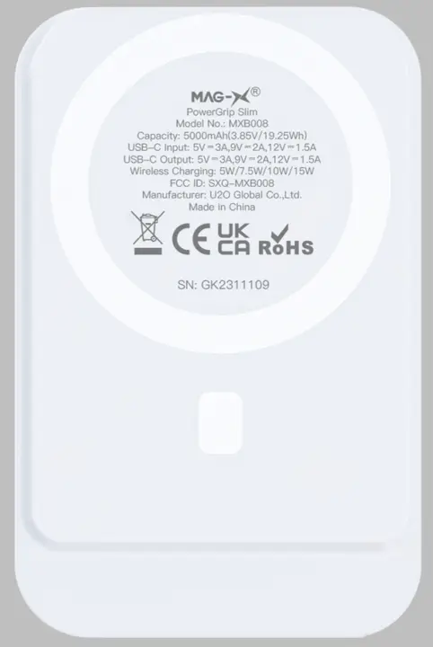 Recalled iWALK Power Bank Model MXB008 (back)