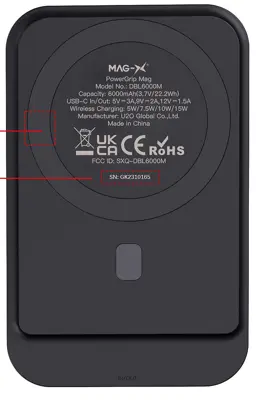 Recalled iWALK Power Bank Models DBL6000M/DBL6000P (back)