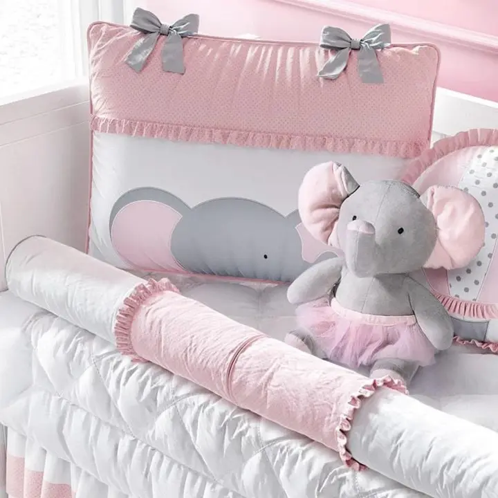 Recalled 11-Piece Pink Little Elephant and the Balloon Crib Bedding Set, 122473