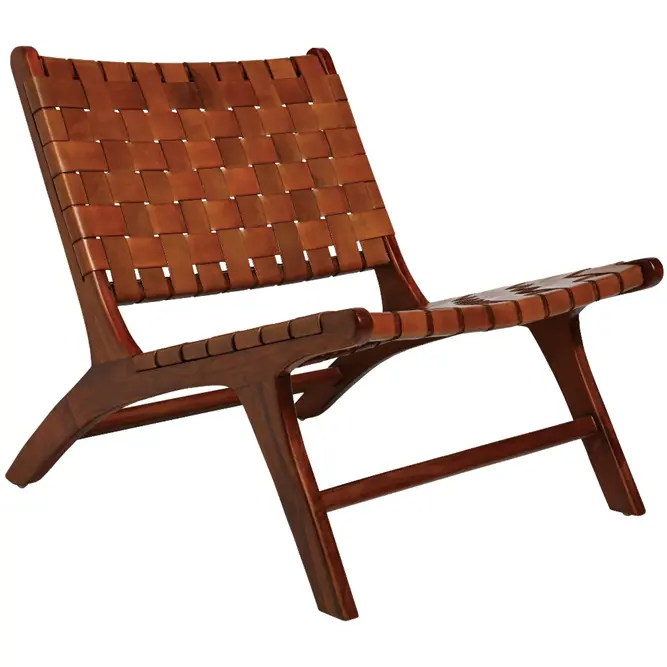 Recalled Haven & Key Leather Woven Chair or "Lovina Chair" (Brown)
