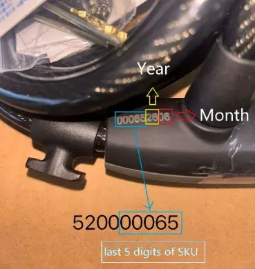 Location of serial number on the underside of the bike lock