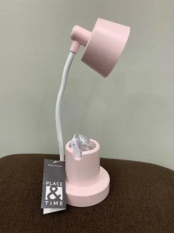 Recalled Place & Time battery-operated desk lamp with USB cord (pink)