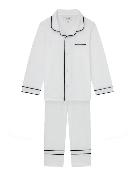 Recalled La Ligne Enfant Bonne Nuit Pajamas in White with Navy Trim