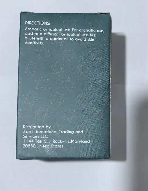 Recalled LOTUSJOY Sweet Birch Essential Oil Packaging - Back