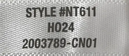 "Style #NT611" or "Style #NT612" and "HO24" are printed on the sewn-in side seam label of the recalled Madewell sweaters