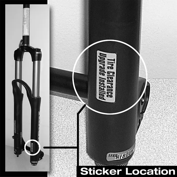 Location of sticker on recalled bicycle forks
