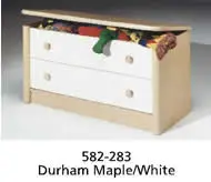 Recalled toy box, model 582-283, in Durham Maple/White