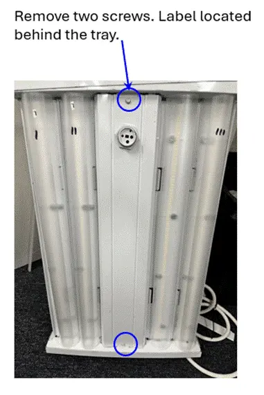 Recalled Metalux Optimized High Bay (OHB) LED Light Fixture (Catalog Number and Date Code Location)