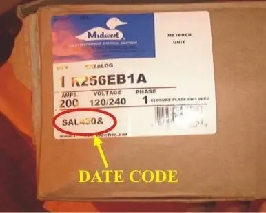 Date code of recalled meter socket load center