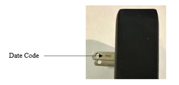 Location of WWYY date code printed on wall prong