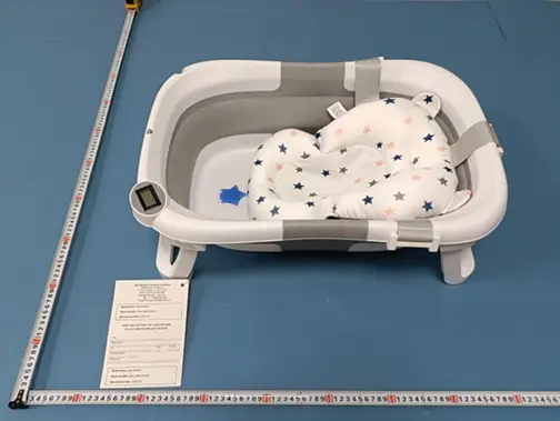 Side view of Recalled Napei Collapsible Infant Bath Tub