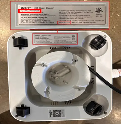 The Model Number and Batch/Date Numbers are located on the rating label, which can be found on the bottom of the cleaner