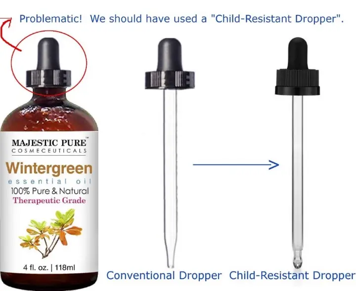 Photo from the official notice: Wintergreen Essential Oil Recalled by Epic Business Services Due to Failure to Meet Child Resistant Closure Requirement; Risk of Poisoning (Recall Alert)
