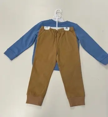 Recalled Pants with Blue Crewneck Top