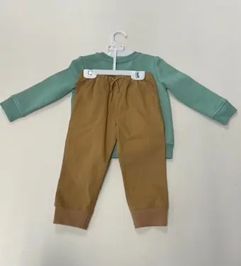 Recalled Pants with Green Crewneck Top