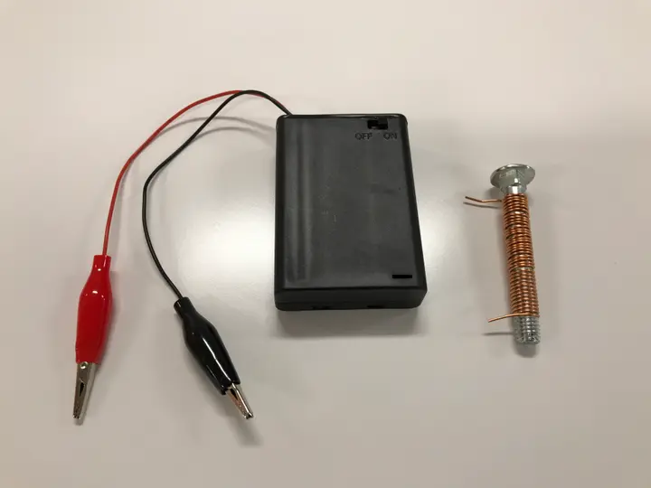 The "Make an Electromagnet" experiment included in the Science Expeditions Northern Lights kits