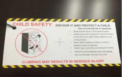 Warning Label affixed onto the chest