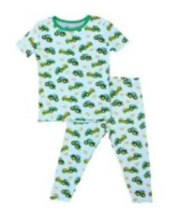 Recalled Free Birdees tight-fitting pajamas - short sleeves, green tractor print