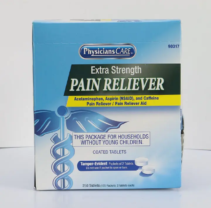 Recalled PhysiciansCare Extra Strength Pain Reliever in 250 Tablets (125 Packets, 2 tablets each)