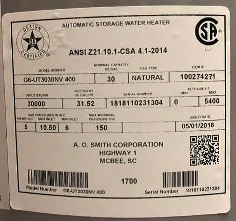 Rating plate