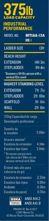 Photo from the official notice: Werner Recalls Aluminum Ladders Due to Fall Hazard