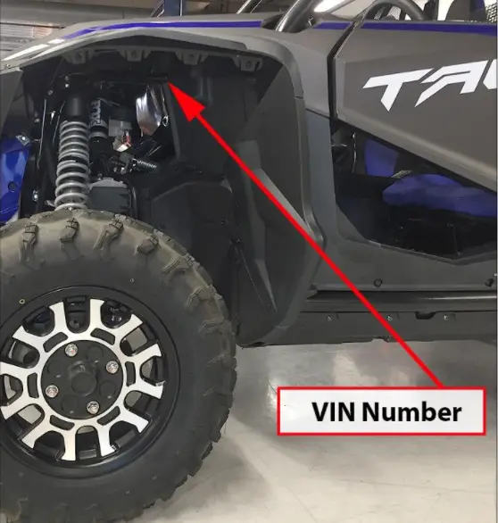 2019 – 2021 Honda Talon 1000S2/S4 VIN location