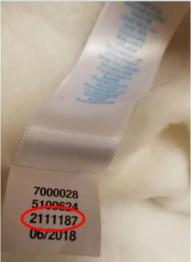 Label with style number 2111187