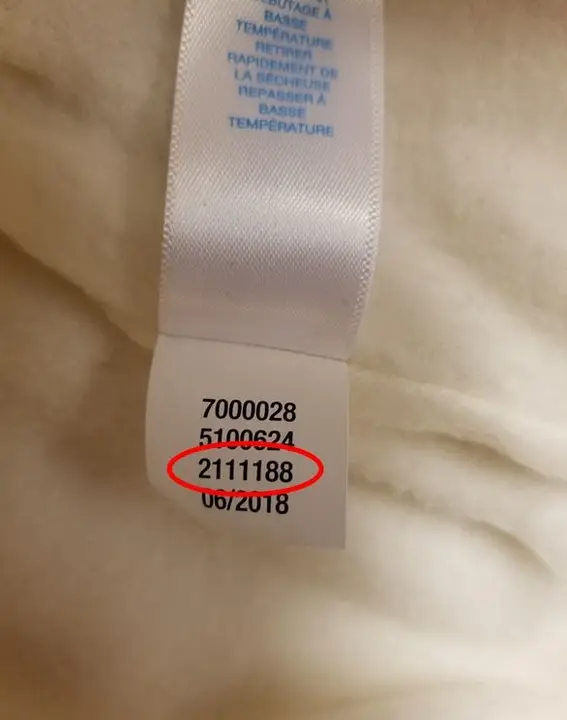 Label with style number 2111188